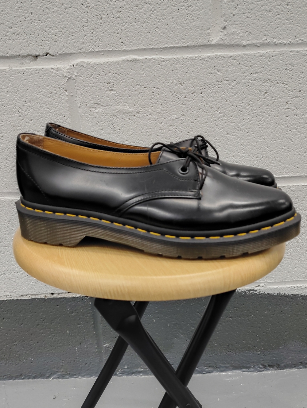 Dr. Martens Siano Black Polished Leather Lace-Up Derby Oxford Shoes Size 8